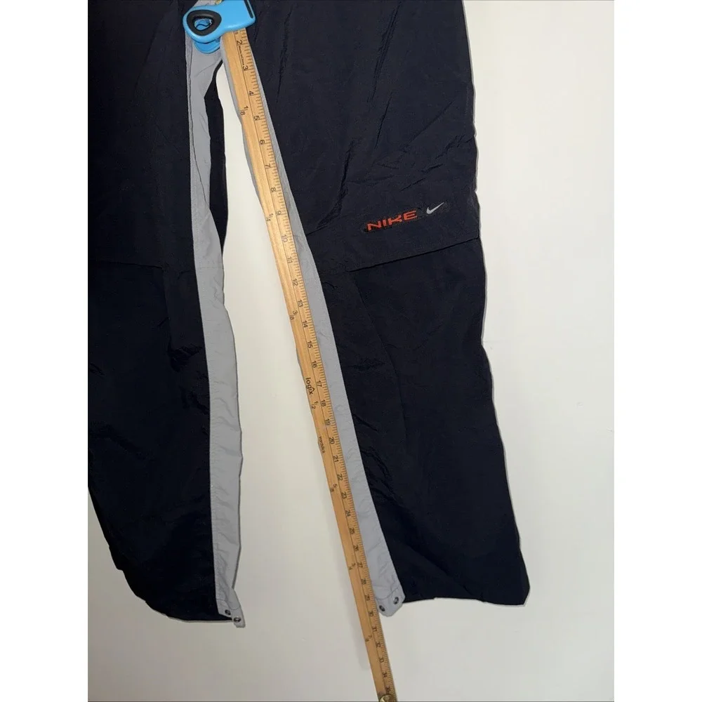 Y2K Nike Swoosh Track Pants Black Gray Windbreaker Joggers‎ Men's Medium